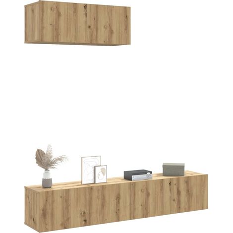 3-tlg. TV-Schrank-Set Wandmontage Artisan-Eiche Holzwerkstoff