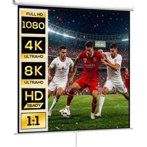 HOMCOM pantalla de proyector manual 120 pulgadas pantalla de proyección portátil formato 1:1 para interior y exterior en casa patio 207x207 cm blanco