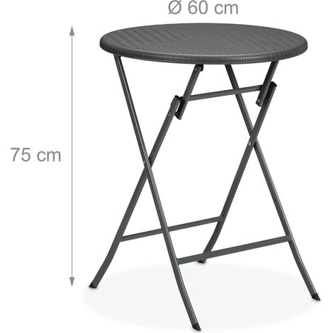 Tavolo da giardino rotondo pieghevole 75 x 60 cm pratico e moderno in plastica grigia 130015766