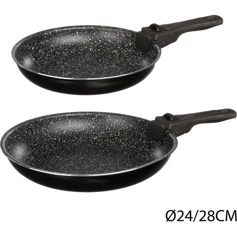 Lot de 2 grandes Poêles avec 1 poignée amovible (1/5)