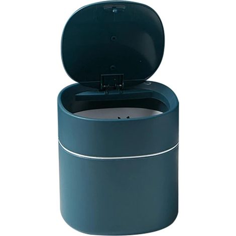 Mini poubelle de bureau avec couvercle (bleu marine)