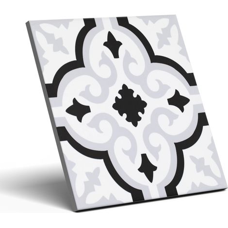 Orly Schwarze Patchwork-Dekorfliese aus Porzellan, 20x20 cm, Klasse I