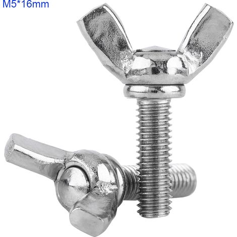 5 pièces/sac M5 vis à main papillon aile boulons assortiment ensemble de 304 attaches en acier inoxydable(M516mm) (1/5)