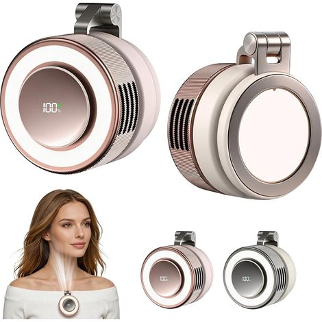 Lot de 2 Ventilateurs Sans Pale Rechargeables, Ventilateurs à Clip Silencieux,Rose (1/5)