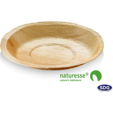 Assiette Ronde en Feuille de Palmier 22 cm - SDG Lot de 100