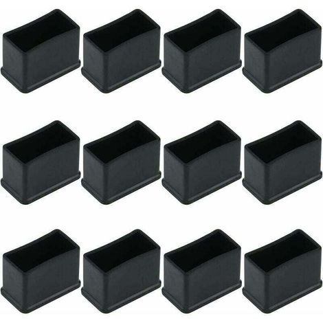 Lot de 12 Embouts de Protection en Feutre de Caoutchouc Rectangulaires pour Pieds de Table ou de Chaise - Noir, 15 x 30 mm . (1/5)