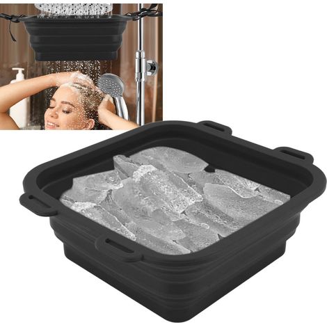 Bañera de hielo portátil y refrescante de silicona para deportistas en casa con 3 ganchos, color negro. (1/5)