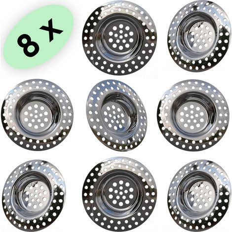 Passoire d'évier 14 g, lot de 8, pour toutes les canalisations, passoire d'évier, grille d'évier, passoire de baignoire, filtre de douche, grille d'évier.