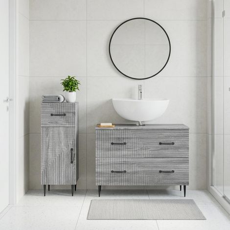 vidaXL 2 Piece Bathroom Cabinet Set HAARLEM Grey Sonoma (1/5)