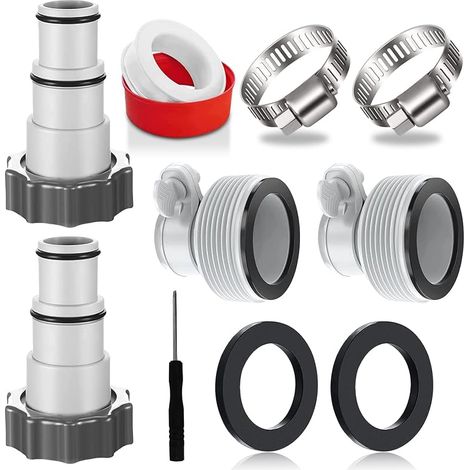 Lot de 4 adaptateurs de piscine A et B,Adaptateur A et type B pour piscine Intex,Adaptateur de tuyau pour pompe,4 adaptateurs de piscine,Raccordement pour tuyau de piscine de 32 et 38 mm de diamètre (1/5)