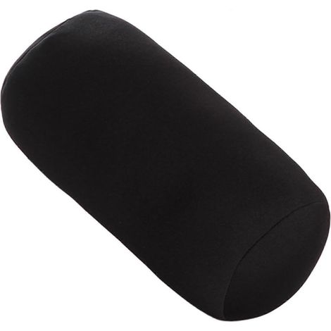 Oreiller Cushie Pillow 18 cm x 30 cm, garni de microbilles, souple, noir, en forme de rouleau (1/5)