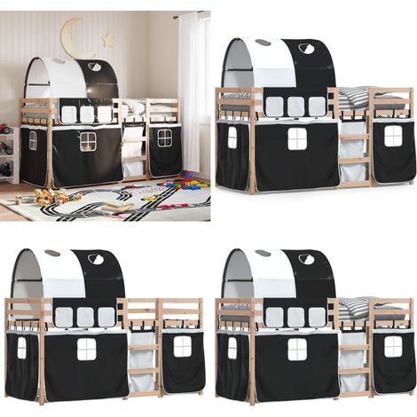 Lit superposé sans matelas 90x190 cm bois de pin massif - Lit Superpose - Lit Mezzanine - Lit Enfant - Meuble Rangement - Chambre Enfant - Home & Living