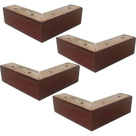 Lot de 4 pieds de meubles en bois massif en forme de L, pour table de chevet, table à thé, meuble de rechange (sans vis) (1/4)