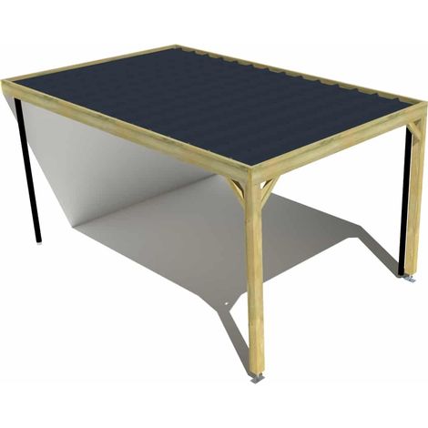 Carport bois • 3m x 5m • adossée • sens profondeur • livraison comprise (1/3)
