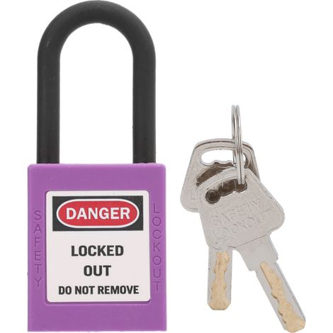 Ortviai Cadenas de sécurité nylon 38mm isolant anti-poussière avec 2 clés pour industrie construction hôpital (Purple)