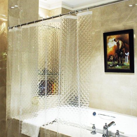 Duschvorhang 3D Rhombus Transparent Eva-Material 180x180cm Wasserdicht Schimmel (1/5)