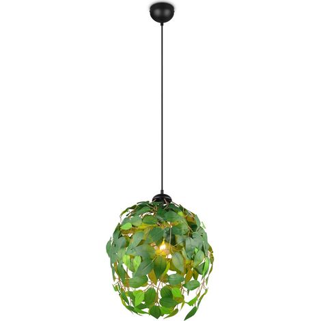 Suspension feuilles verte Ø38 cm E27 sur chaîne RL Leavy (1/5)