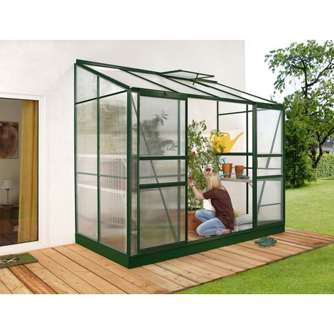 Vitavia Anlehn-Gewächshaus "Ida 3300", smaragd grün, 3,3 m², 4 mm HKP