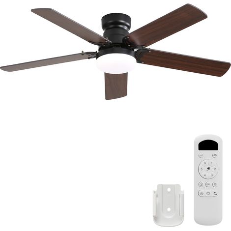 Deckenventilator 106 cm schwarz aus MDF mit LED-Beleuchtung, Fernbedienung, Timer und leisem DC-Motor (1/5)