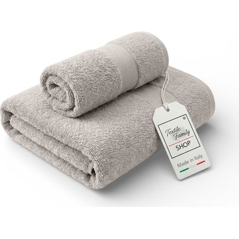 Coppia Asciugamani Viso e Ospite Luna - Spugna 100% Cotone 450 g/m² Made in Italy