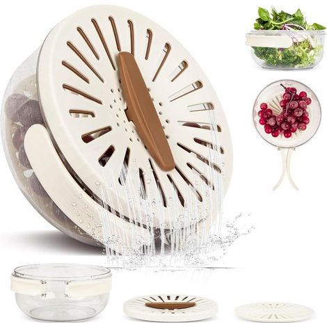 Colador de cocina, Coladores pequeños de plástico con tapa, Cesta coladora con asa, Bol para limpiar frutas, para mezclar ensaladas, lavar frutas (1/5)