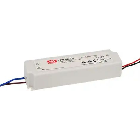 Fuente de alimentación conmutada Mean Well LPV-60-24 LED 60 W 24 V 2,5 A 90-264 V CA 127-370 V CC IP67