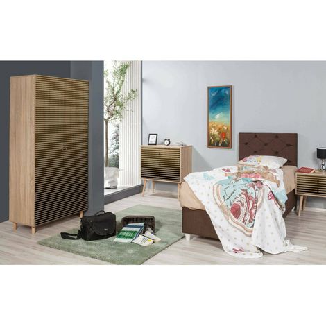 Dmora - Armario 2 puertas Atlas, Muebles de dormitorio, Vestidor, Armario de ropa, 90x52h192 cm, Roble, con embalaje reforzado (1/5)