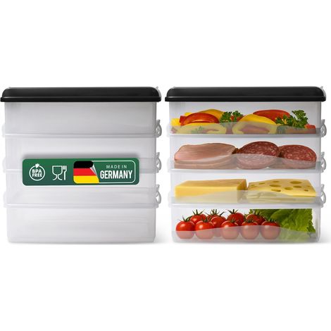 Novaliv 8x grands récipients de conservation des aliments avec 2x couvercles, empilables pour réfrigérateur et congélateur, ensemble de récipients de