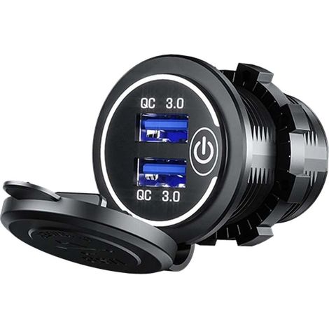 Chargeur de voiture USB multi-port QC3.0, adaptateur allume-cigare à charge rapide pour camping-car, navires, motos, lumière blanche (1/5)
