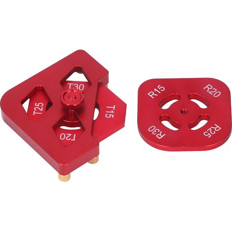 Gabarit de routeur en alliage d'aluminium pour congés arrondis R15 R20 R25 R30 T15 T20 T25 T30, lot de 3 calibres bois rouge (1/5)