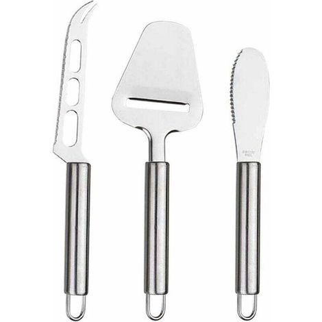 Set de 3 couteaux à fromage et beurre en acier inoxydable – idéal pour couper, râper et servir différents types de fromages (1/5)