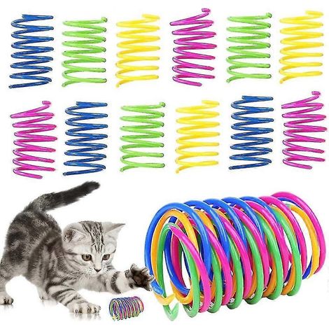Plumes pour chat, 32 pièces, plumes spirales colorées, pour interagir avec les chats, idéales pour les jeux de mordillement, de saut et de chasse. (1/4)