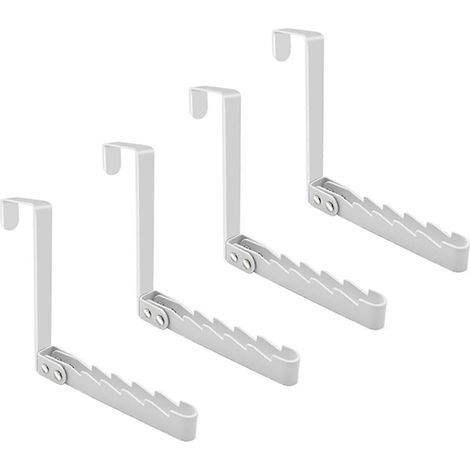 Set mit 4 robusten, faltbaren Türhaken zum Aufhängen von Kleidung, Mänteln und Handtüchern, weiß. (1/5)