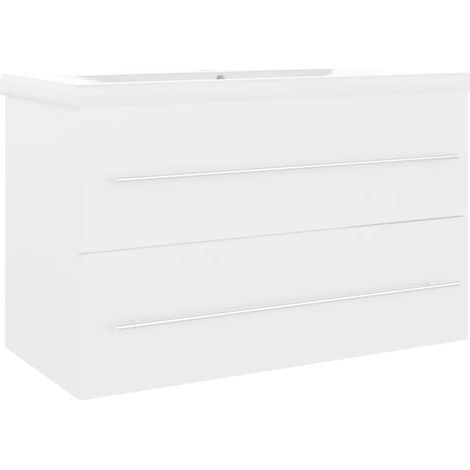 Armoire d'évier avec lavabo intégré 80 x 38,5 x 48 cm pratique contemporaine finition blanche en aggloméré blanc (1/5)