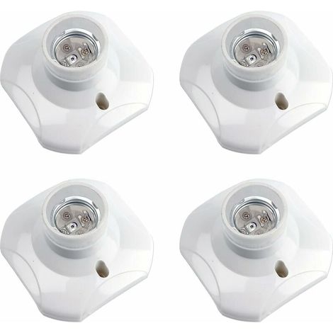 Douille Plafond E27 à Visser, Douille E27 Garage, AC 220-240V, Support Douille pour Ampoule LED, Base Plafonnier Culot E27, Base de Lampe Plastique Blanche pour Lampe au Mur, lot de 4-LIAIKI (1/4)