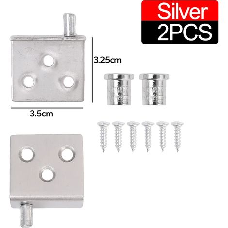 (2 pièces - Argent) Charnières invisibles pour porte de placard à pivot vertical, code CT, pour panneau en bois, support de présentoir (1/5)