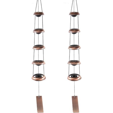 Lot de 2 bulles de vent en cuivre à 5 couches – Son profond et méditatif, design élégant et intemporel pour le jardin et l'intérieur