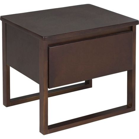 Comodino in Legno di Pino Marrone Scuro con Cassetti e Finitura Oliata Giulia 50 x 41 cm