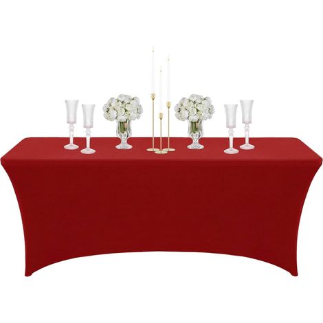 1 Nappe,Spandex,Polyester,Anti-tache,Rouge,Vent,Rectangulaire,Terrasse,Cuisine,Mariage (1/5)