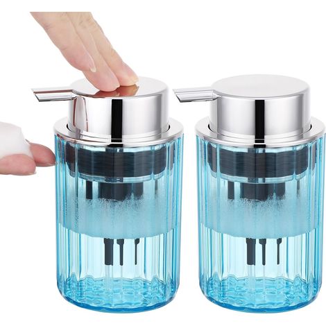 2 Pièces Distributeur Savon, 300ml Flacon Mousseur, Plastique Résistant, Tête Pompe Mousse, Salle de Bain Cuisine (1/5)