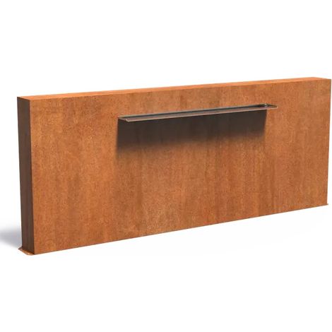 Adezz Freistehende Teichwand aus Corten-Stahl Rost inkl. Wasserfall und Pumpe