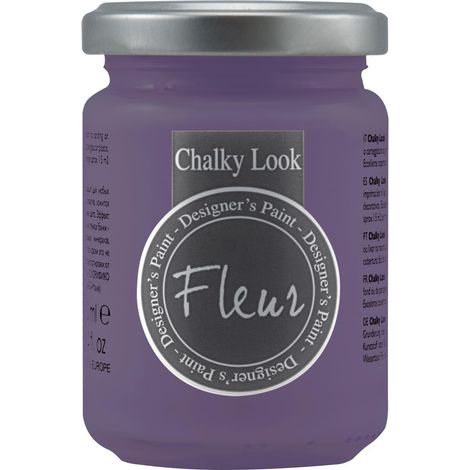 FLEUR DESIGNER'S PAINT  Pittura ad Acqua, Effetto Gesso Naturale, Extra Opaca, Fleur Chalky F72, Colore Purple Rain, Made in Italy, Formato da 130 ml (1/4)