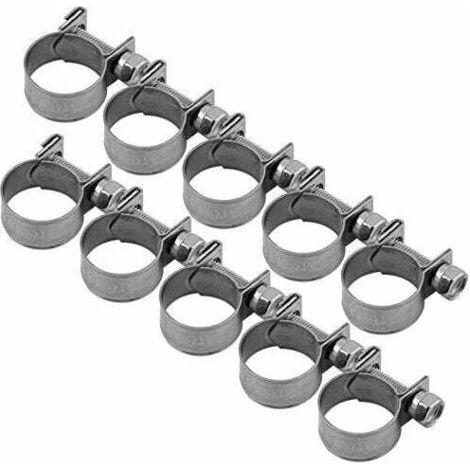 10pcs Heavy Duty Stainless Steel Fuel Line Hose Clamps 6mm-20mm Optional Size for Plumbing (13-15mm)-- (1/5)