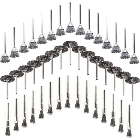45pcs Wire Brushes, Stainless Steel Wire Metal Drill Rotary Brushes, for Metal for Drilling Tools, Polishing, Rust Removal, Wood Deburring
