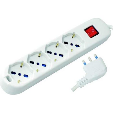 Multiprise 4 prises Vigor Schuko/Bipasseur Int. Blanc 16A