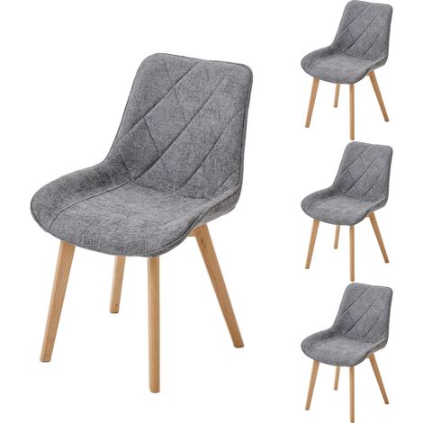 PPkrimnel Lot De 4 Chaises À Manger Gris Clair Avec Pieds En Bois Massif (1/5)
