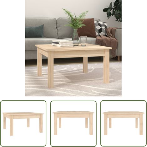 The Living Store Table basse 55x55x30 cm Bois massif de pin - Table Basse - Meuble TV - Table D'appoint - Table Ronde - Bois Massif (1/5)