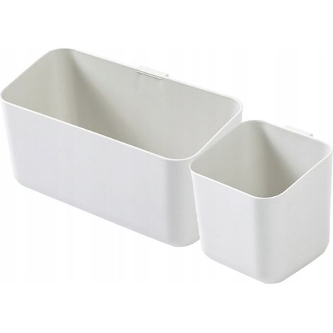 Cestino portaoggetti da parete in ABS bianco, ideale per riporre articoli da toeletta.