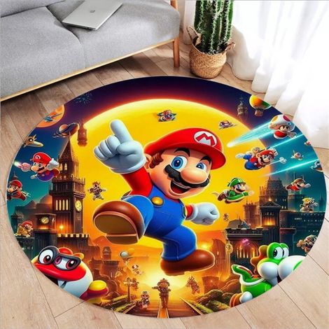 Tapis rond antidérapant pour couloir, cuisine, chambre, canapé, chambre d'enfant (hauteur : 80 cm). (1/4)