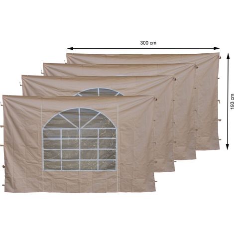 Quick-Star – Toile pour tonnelle 4 côtés avec fenêtres PVC 300x193cm – Compatible pavillon 3x3m – Couleur sable – 100% polyester (1/5)